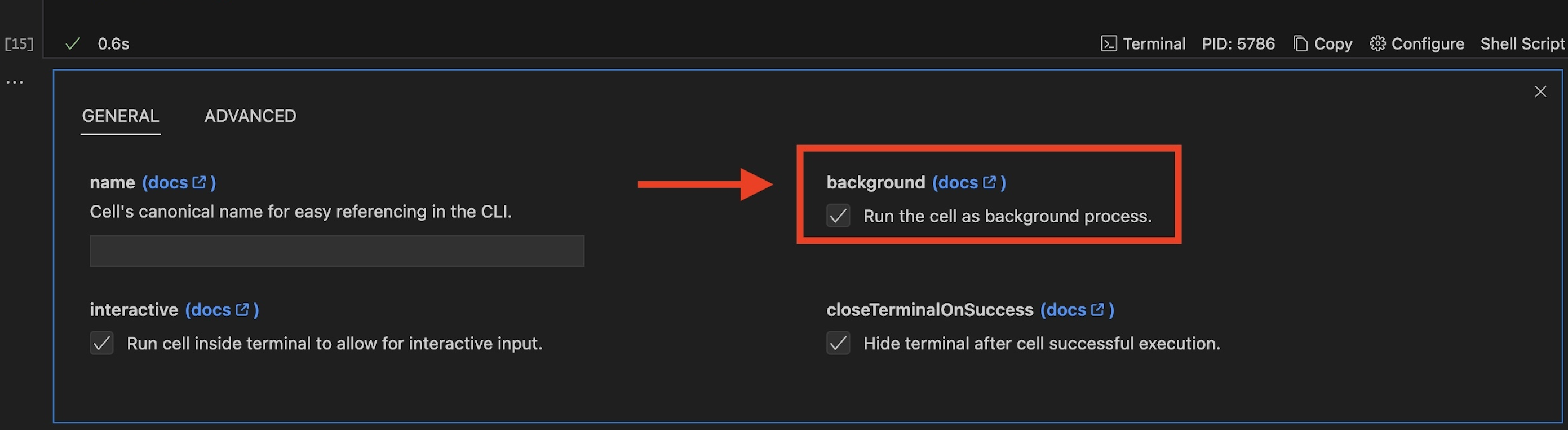 background task vs code